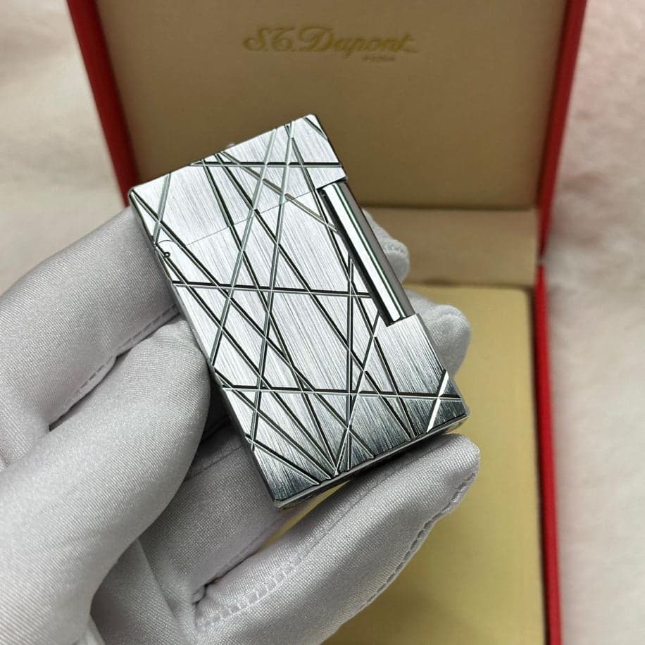 S.T. Dupont LIGNE 2 Full Silver Stripe Lighter — 1