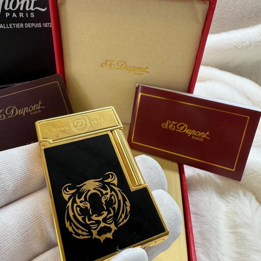 S.T. Dupont LIGNE 2 Gold Black Tiger Man Lighter — 1