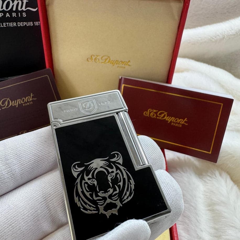 S.T. Dupont LIGNE 2 Silver Black Tiger Man Lighter — 1