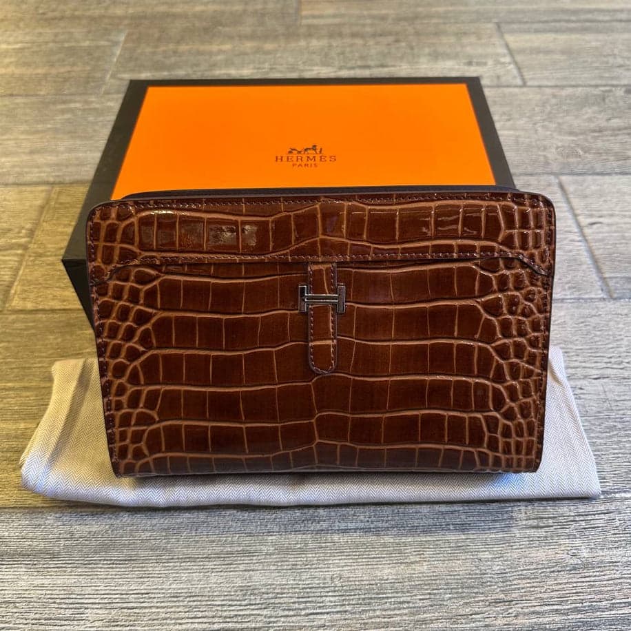 Hermes Dokumatık Crocodile Erkek El Çantası — 1