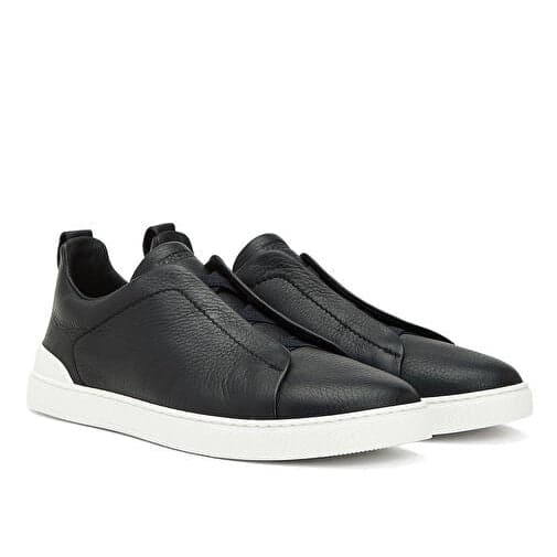 ZEGNA Triple Stitch Leather Sneaker — 1