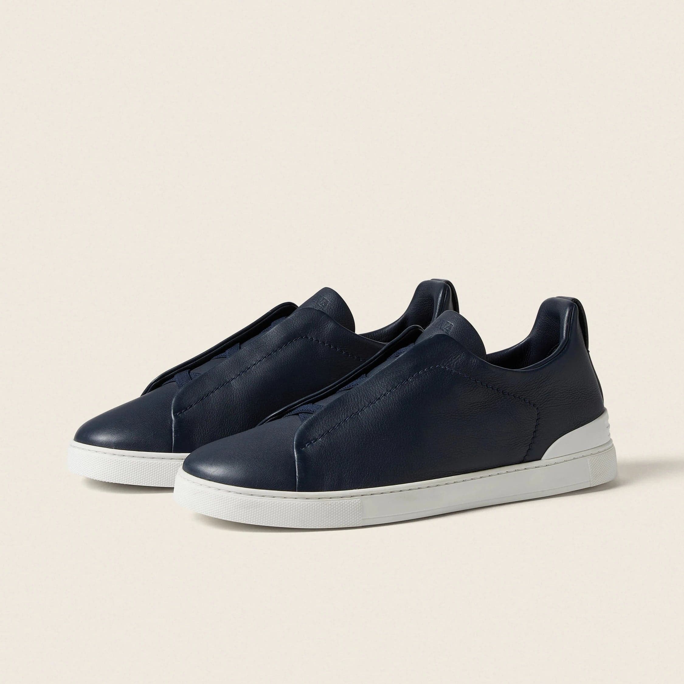 ZEGNA Triple Stitch Leather Sneaker — 1