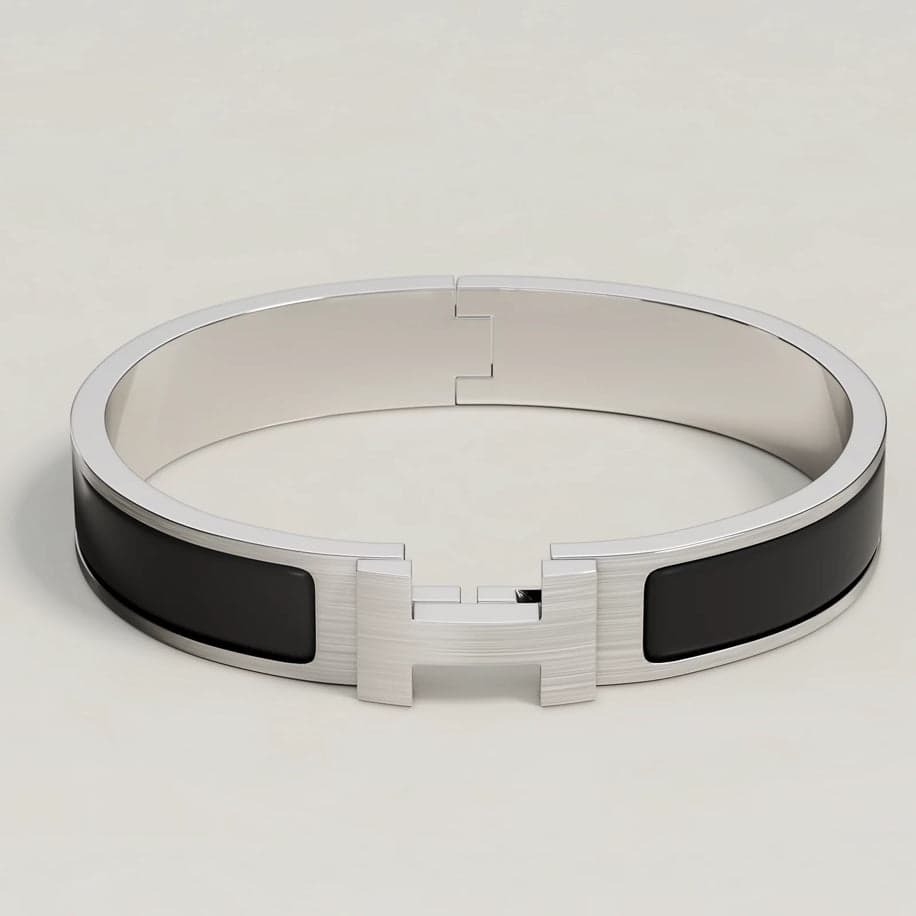 Hermes H Silver Siyah (Fırçalanmış) Bileklik — 1