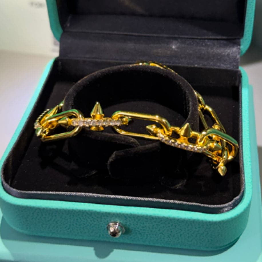 Tiffany Unisex Full Taşlı Gold Bileklik — 1
