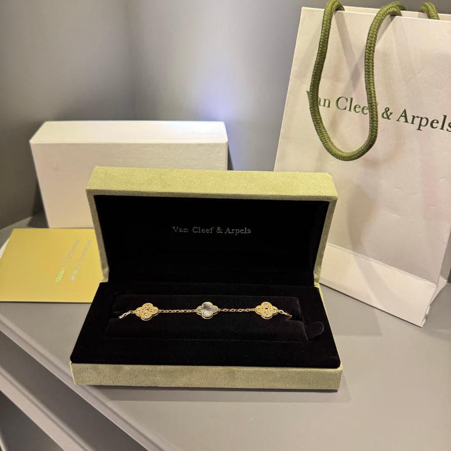 Van Cleef (Antrasit Taşlı) Unisex Bileklik — 1