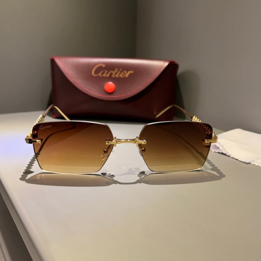 Cartier Unisex Gözlük ( Kahve Cam Gold Sap) — 1