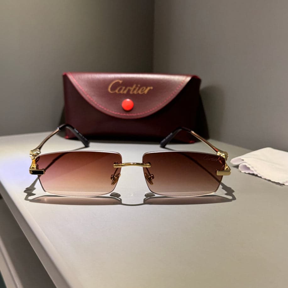 Cartier Unisex Gözlük ( Kahve Cam Gold Sap) — 1