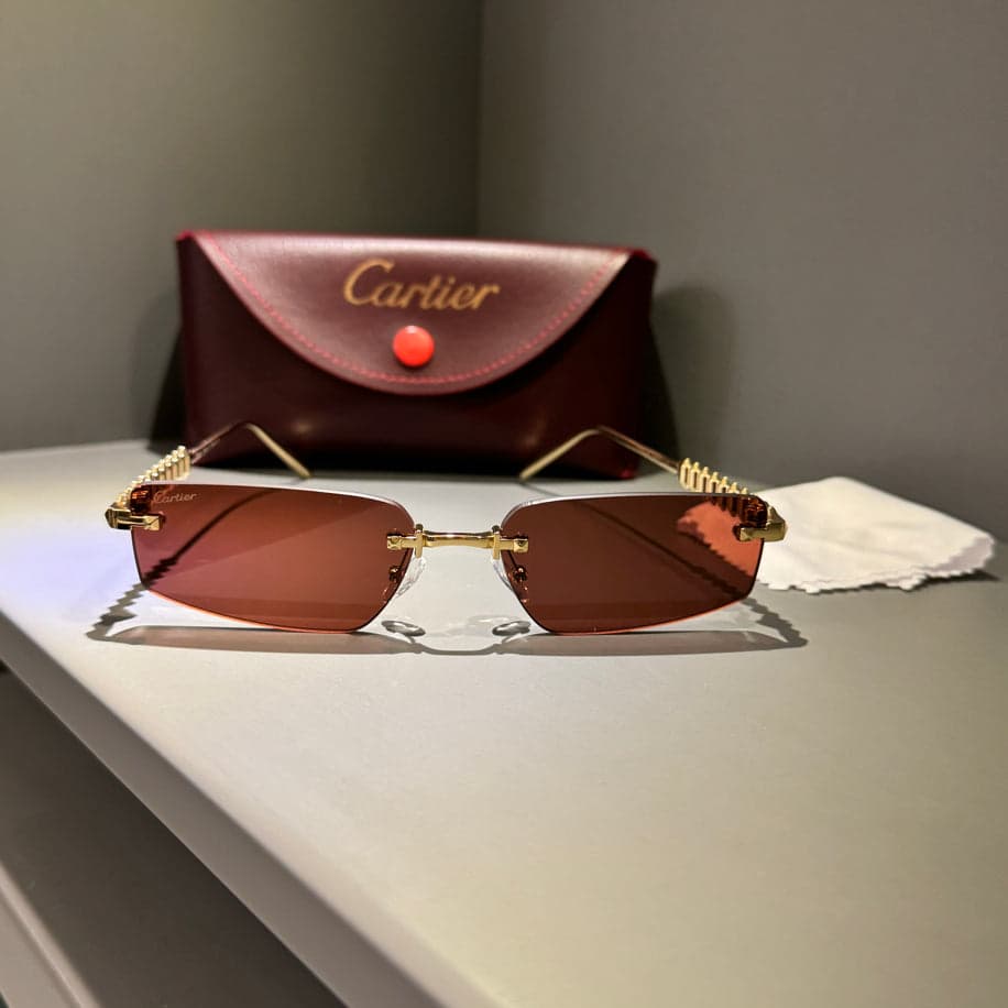 Cartier Unisex Gözlük ( Kahve Cam Gold Sap) — 1