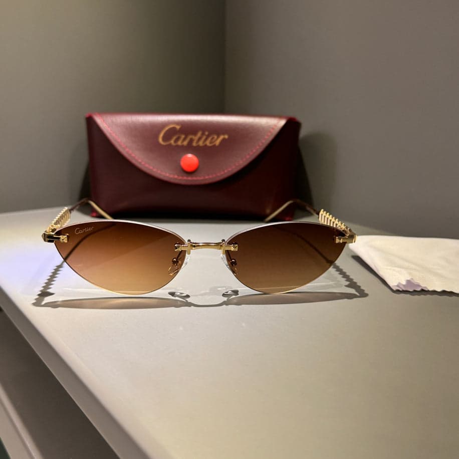 Cartier Unisex Gözlük ( Kahve Cam Gold Sap) — 1
