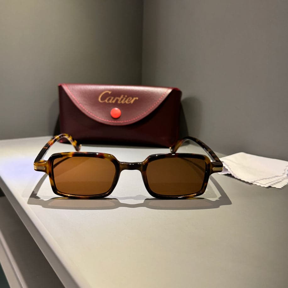 Cartier Unisex Gözlük ( Kahve Cam Leopar Desen Sap) — 1