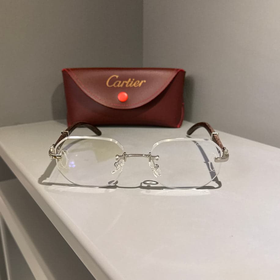 Cartier Unisex Gözlük ( Seffaf Cam Ahşap Sap) — 1