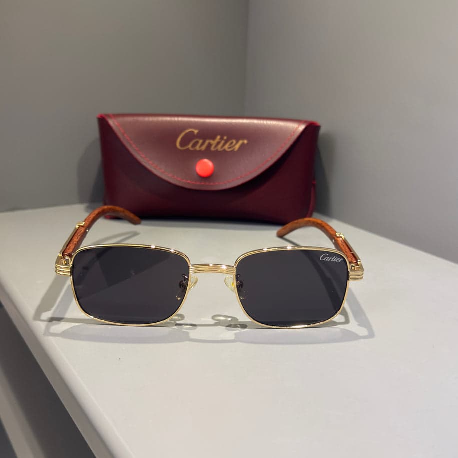 Cartier Unisex Gözlük ( Siyah Cam Ahşap Sap) — 1