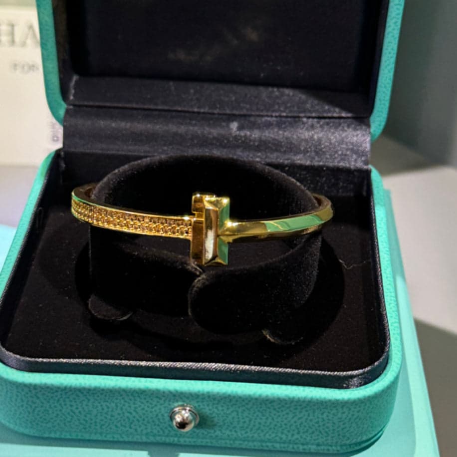 Tiffany T Gold Yarım Taşlı Bileklik — 1