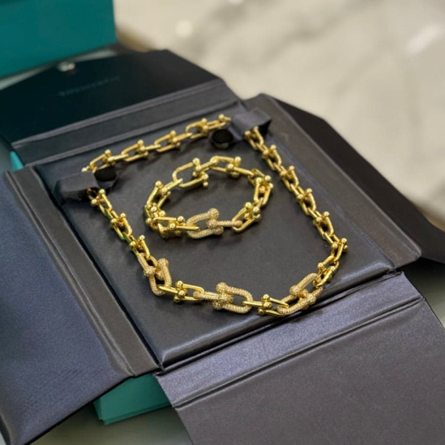 Tiffany Hardwear Bileklik Kolye Set Full Taşlı — 1
