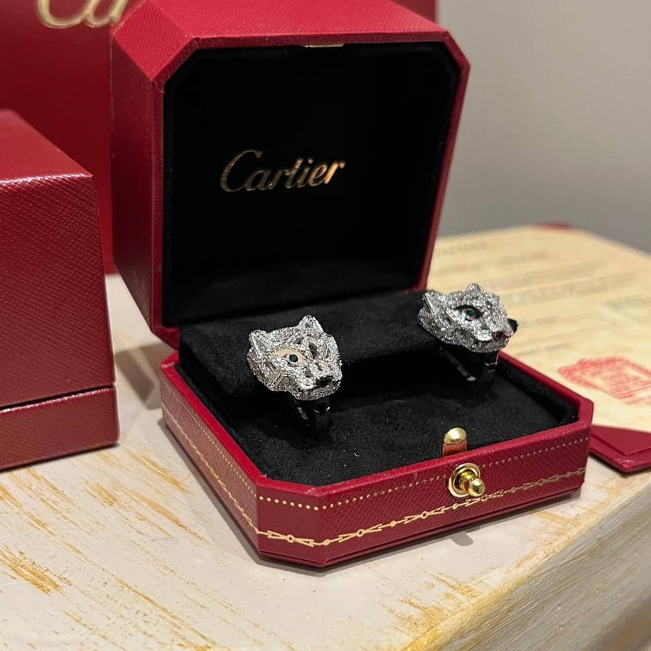 Cartier Full Taşlı (Silver) Panther Küpe Özel Ürün — 1