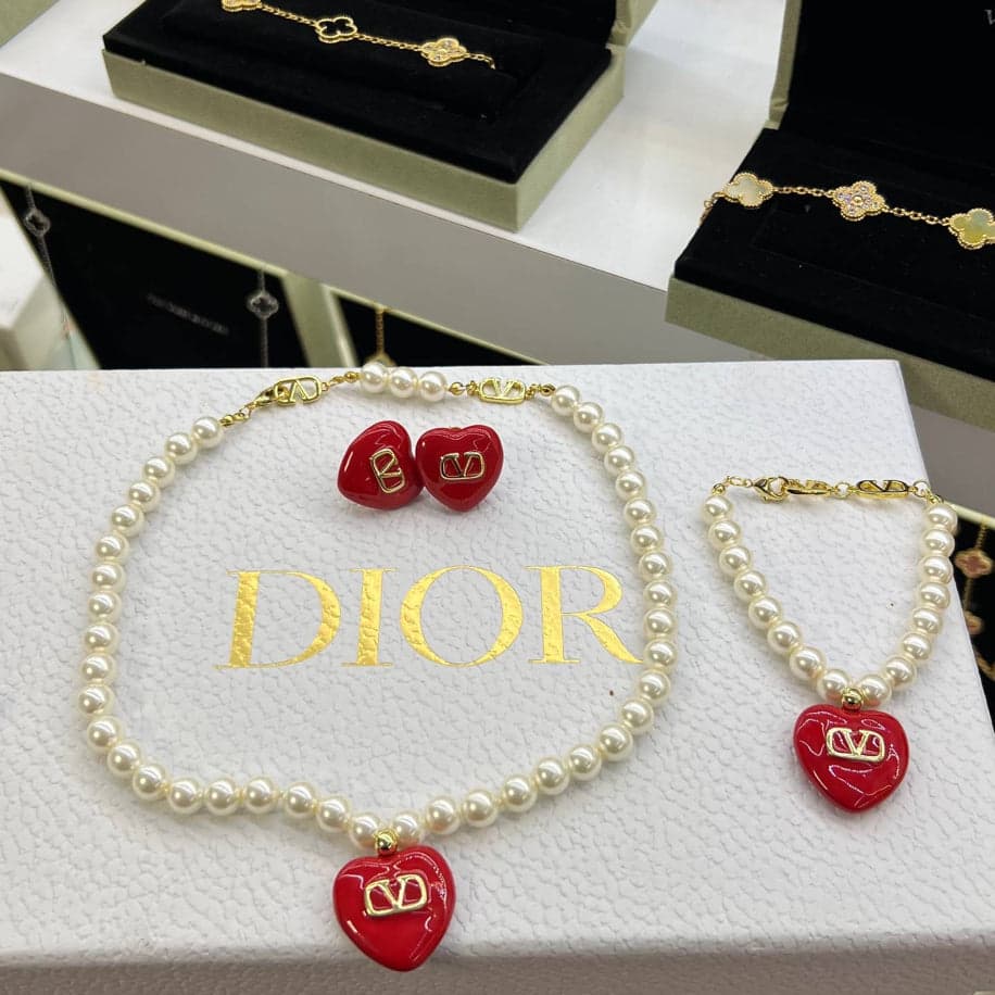 Valentino Kolye Küpe Bileklik İnci Set — 1