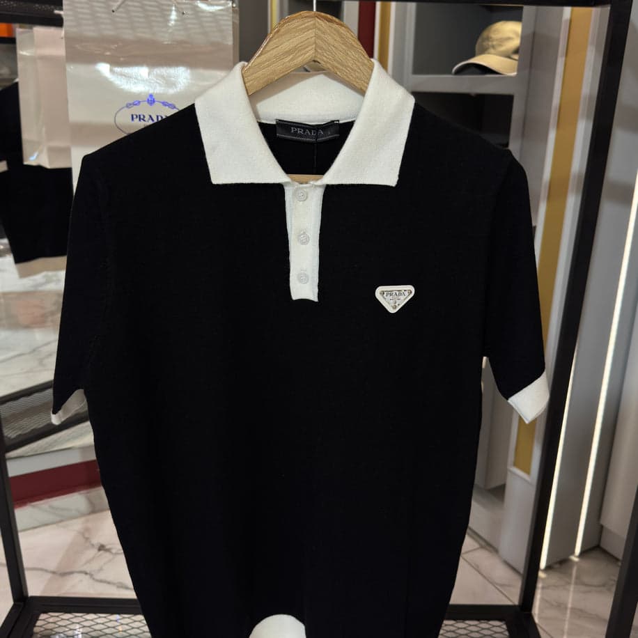 Prada Logo İşlemeli İthal Pamuk Kumaş Triko — 1