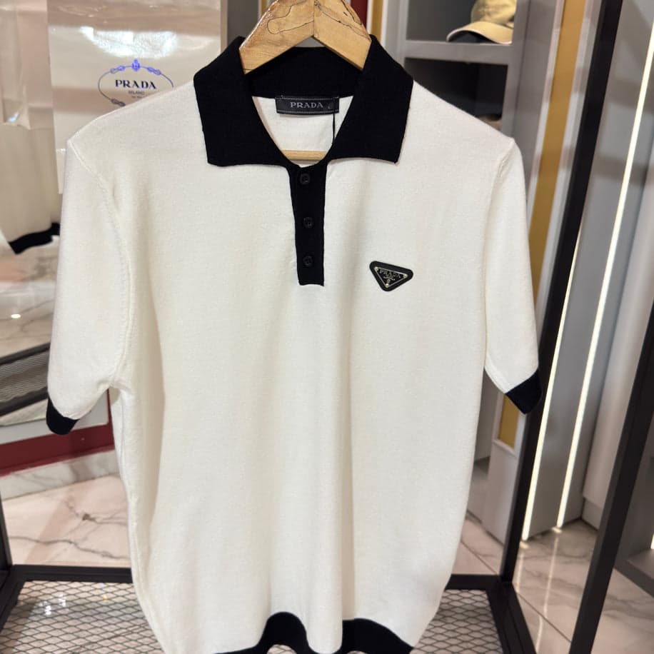 Prada Logo İşlemeli İthal Pamuk Kumaş Triko — 1