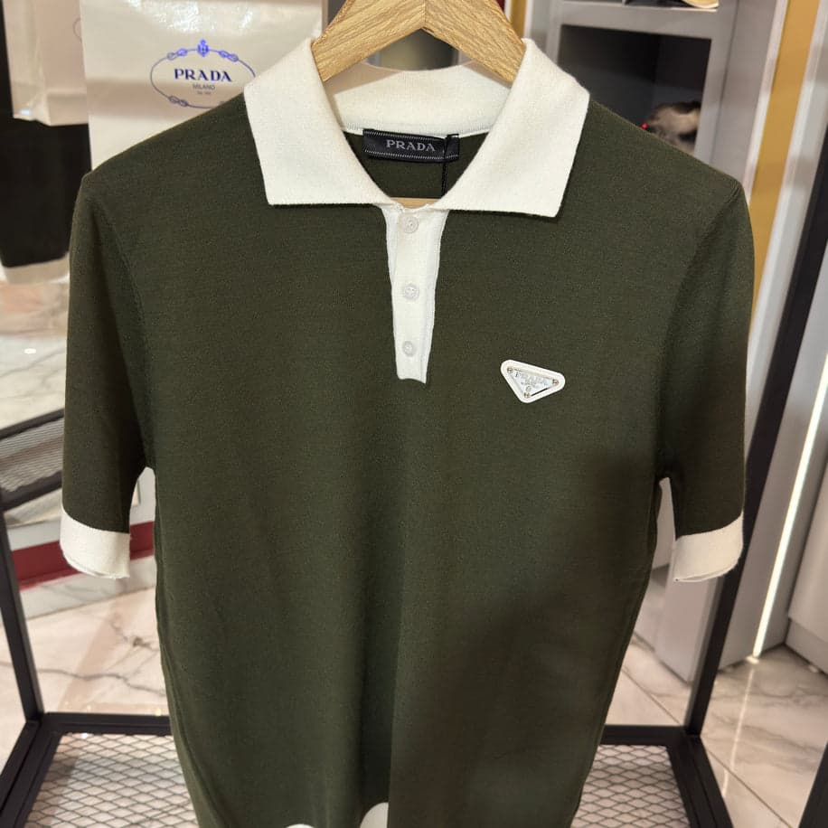 Prada Logo İşlemeli İthal Pamuk Kumaş Triko — 1