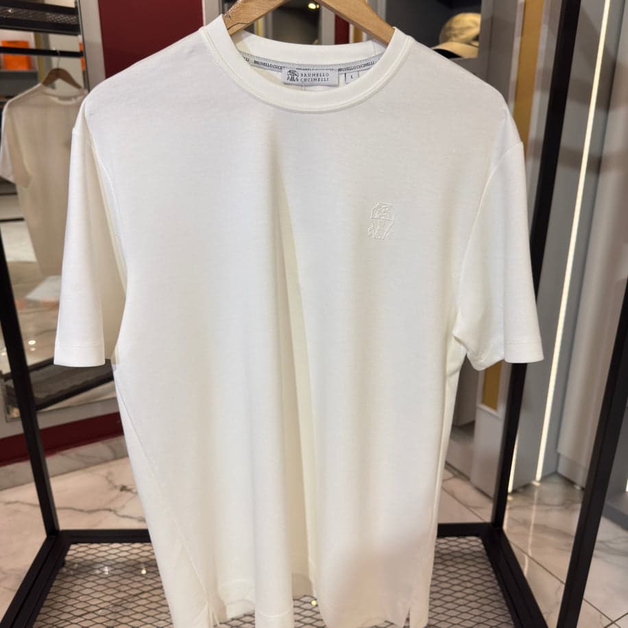 Brunello Cucinelli Logo Detaylı İthal Kumaş T-Shirt — 1