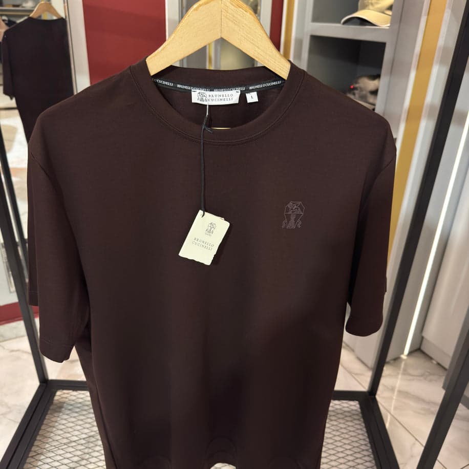 Brunello Cucinelli Logo Detaylı İthal Kumaş T-Shirt — 1