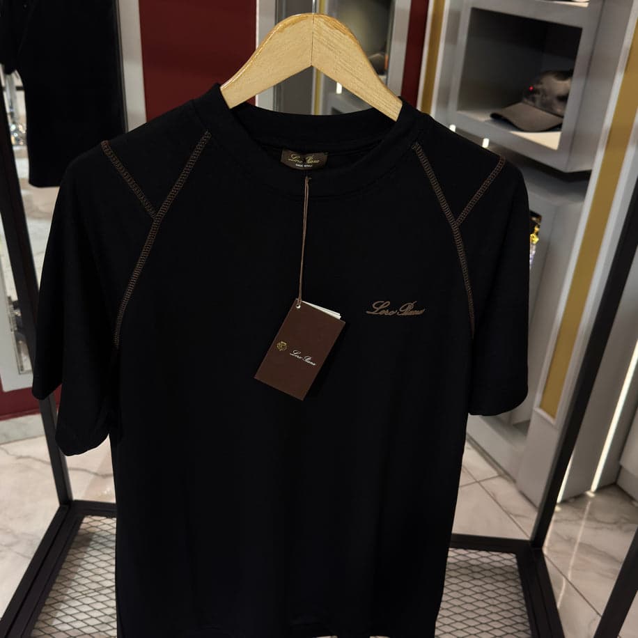 Loro Piana Logo Detaylı İthal Kumaş Bisiklet Yaka T-shirt — 1