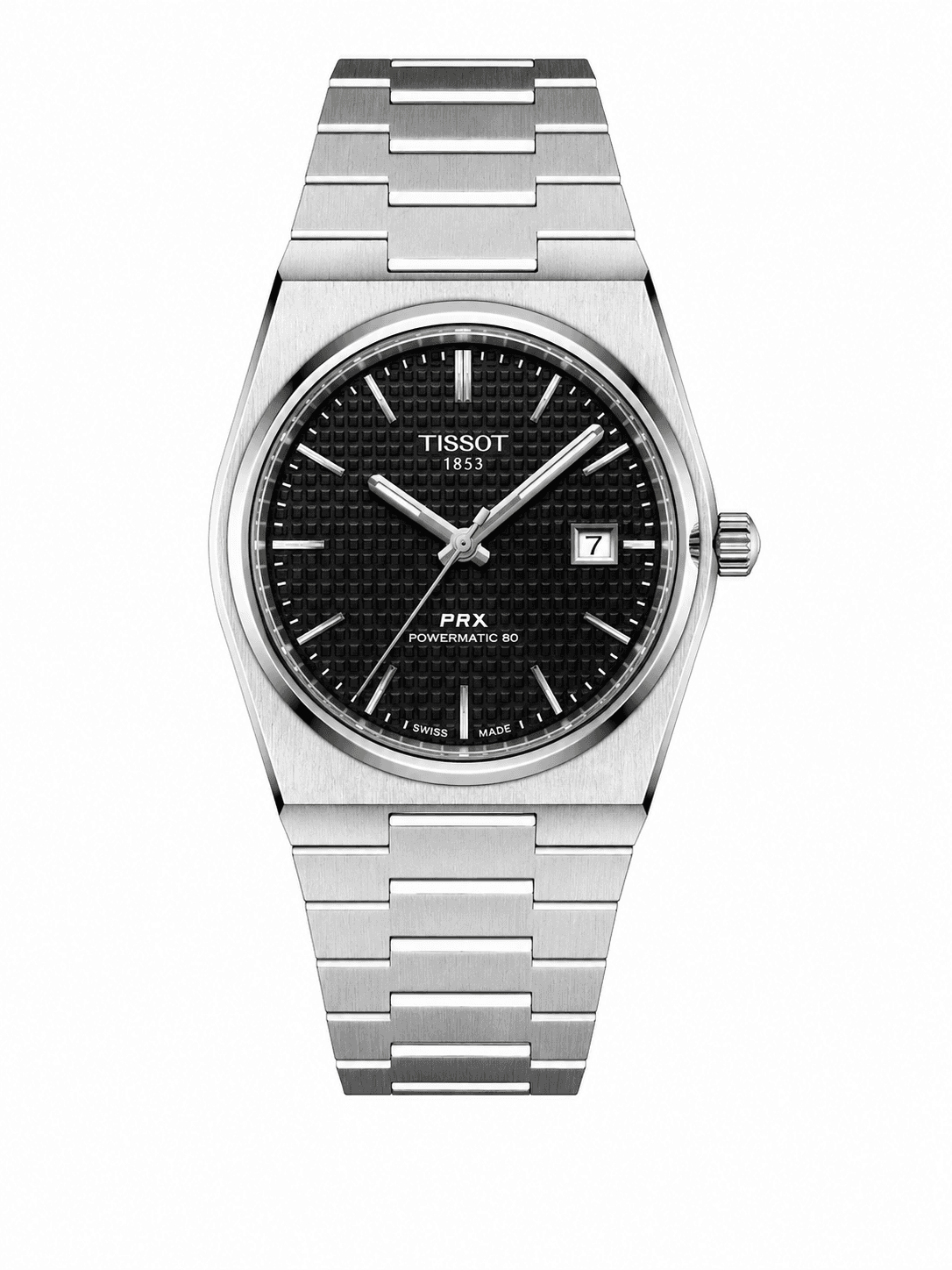 Tissot Prx Powermatic Silver Cordon Black Dial — 1