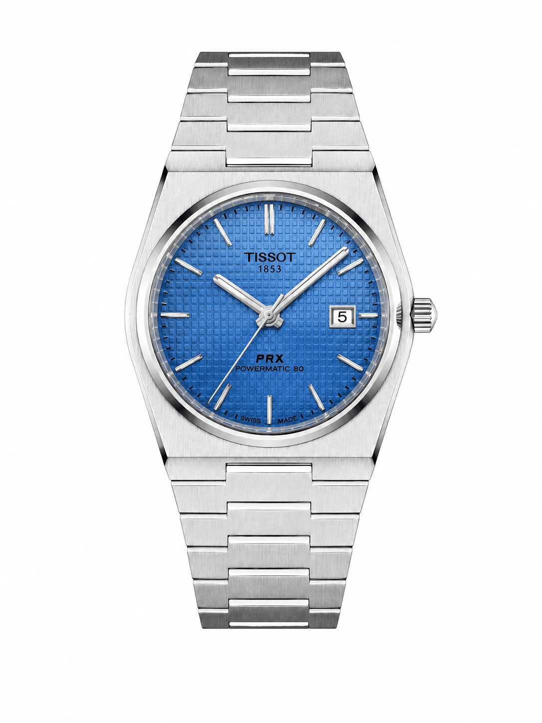 Tissot Prx Powermatic Silver Cordon Blue Dial — 1