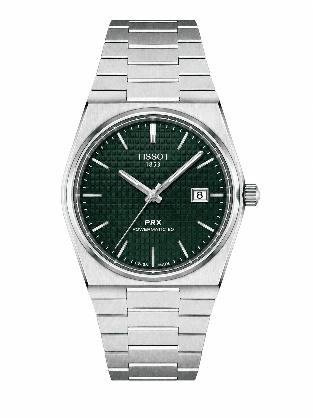 Tissot Prx Powermatic Silver Cordon Green Dial — 1