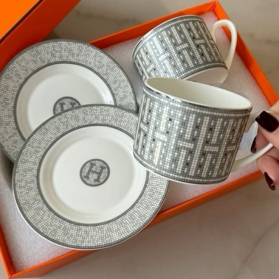Hermes Mosaïque au 24 Platinum Porselen Takım