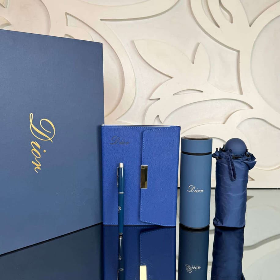 Dior Temalı Lüks Set (Defter, Kalem, Termos & Şemsiye)