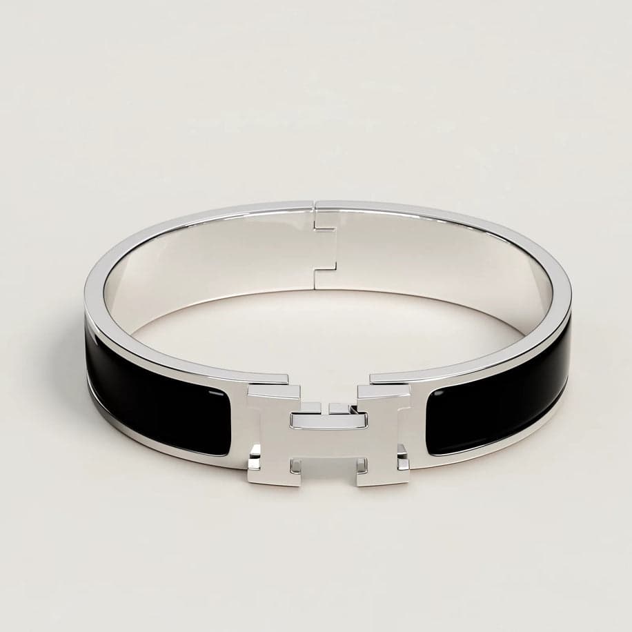 Hermes Unisex Bileklik ( Silver Black) — 1