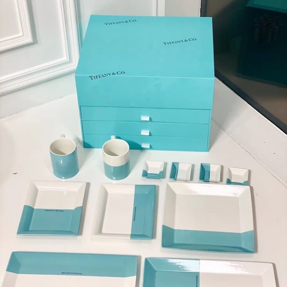Tiffany & Co. Porcelain Teacup and Kitchen Plate Set 11 pcs