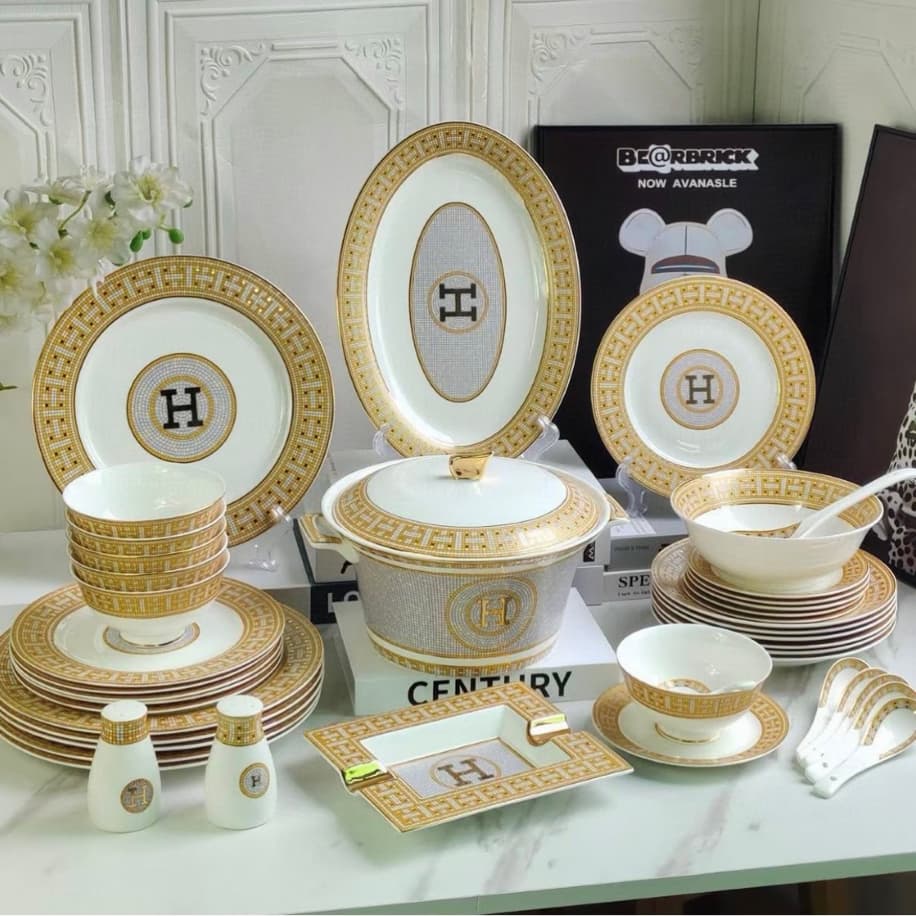 Hermes 43 Parça 6 Kişilik Gold Yemek Takımı