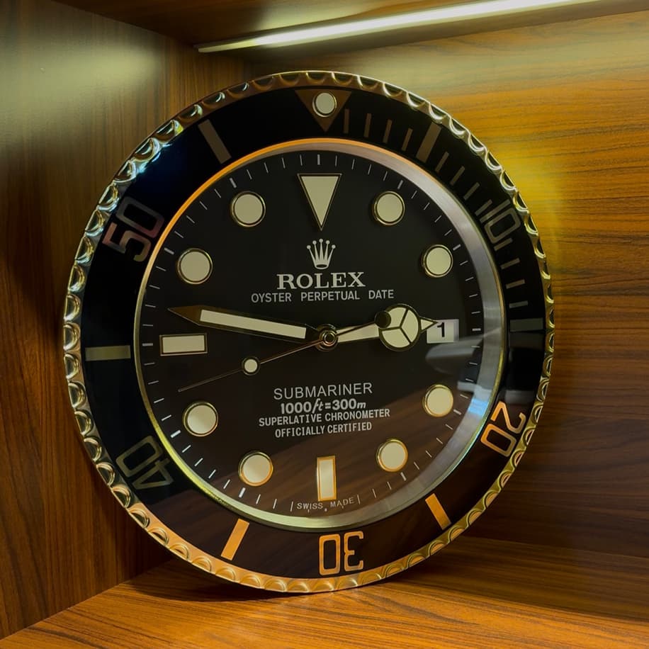 Rolex SubMariner Duvar Saati ( Siyah&Gold )